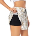 thumbnail image 1 of Balery gold Snowflake print Pantalones cortos deportivos para mujer con forro y dos bolsillos, elásticos, para entrenamiento, gimnasio, yoga-X-Large, 1 of 7