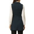 thumbnail image 3 of INSPIRE CHIC Women's Lapel Collar Trench Vest Double Breast Sleeveless Long Blazer, 3 of 5