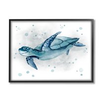 Stupell Industries Sea Life Tortoise Splash Graphic Art Black Framed Art Print Wall Art, Design by Janet Tava