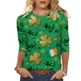 thumbnail image 2 of Xuyuer St. Pa's Day Womens 3/4 Sleeve Crew Neck T-Shirts Merry and Bright Graphic Tee Tops Blouse Summer Tops Spring Shirt Fashion Blouses Beach Vacation Clothes Spring Tunic 2026 Trendy, 2 of 8
