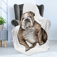 thumbnail image 4 of Bulldog Soft Flannel Fleece Throw Blanket, Sketchy Hand Drawn Layout of a Grumpy-Looking Creature Sitting, Cozy Plush for Indoor and Outdoor Use, 50" x 70", Camel Charcoal Grey, by Ambesonne, 4 of 5