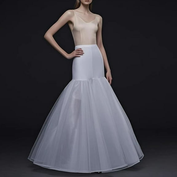 Cxenplz Women's Mermaid Petticoat Crinoline Fishtail Wedding Skirt Half Slips Shaping Floor Length 1 Ring Tail Underskirt