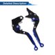 thumbnail image 5 of Palancas de freno y embrague cortas y largas para Kawasaki ZZR600 2005-2009, palanca de manillar de motocicleta ajustable, aleación de aluminio, mango negro con extremo azul, 5 of 6