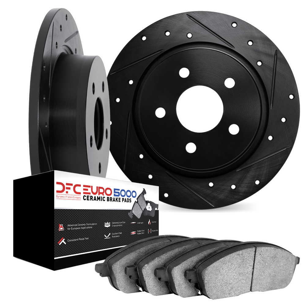 Dynamic Friction Company 8602-73062 DFC Rotors-Drilled and Slotted-Black with EURO 5000 Ceramic
