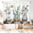 thumbnail image 2 of Eucalyptus Kitchen Curtains 27.5W X 39L Inch 2 Panels Rod Pocket Farmhouse Rustic Botanical Vintage Green Leaf Small Cafe Curtain Plant Bottle Wood Window Drapes Treatment Bathroom Home Decor, 2 of 6
