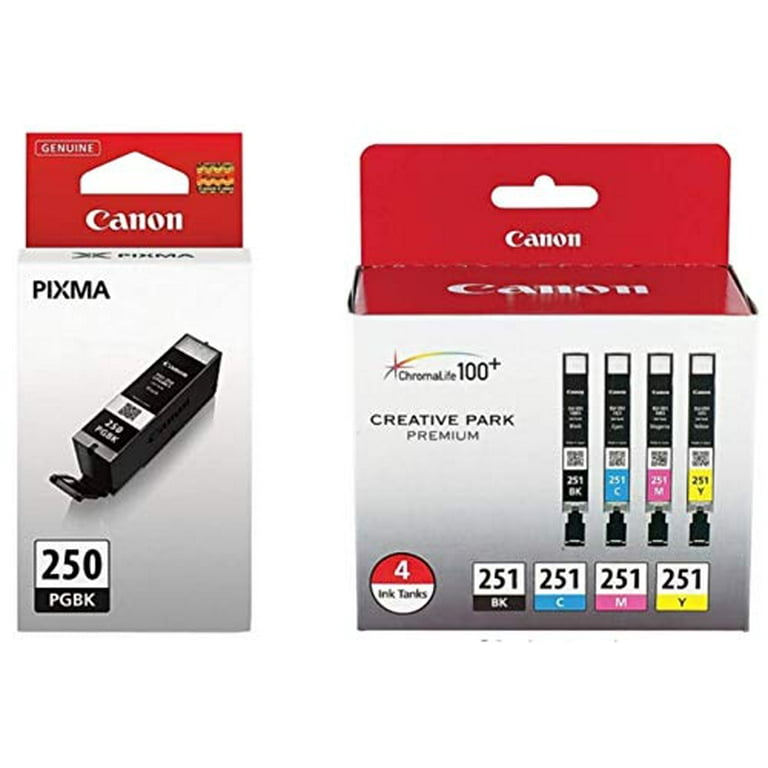 Genuine Canon PGI-250 (6497B001) (6513B004) Color (Black, Cyan,Magenta,Yellow) Ink Tank 5-Pack Walmart.com