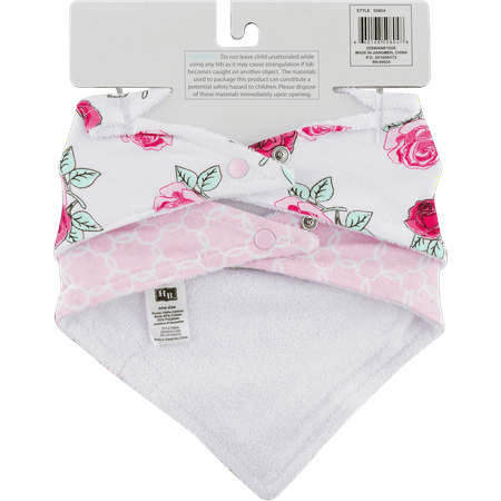 Hudson Baby Infant Girl Cotton Bandana Bibs 2pk, Roses, One Size