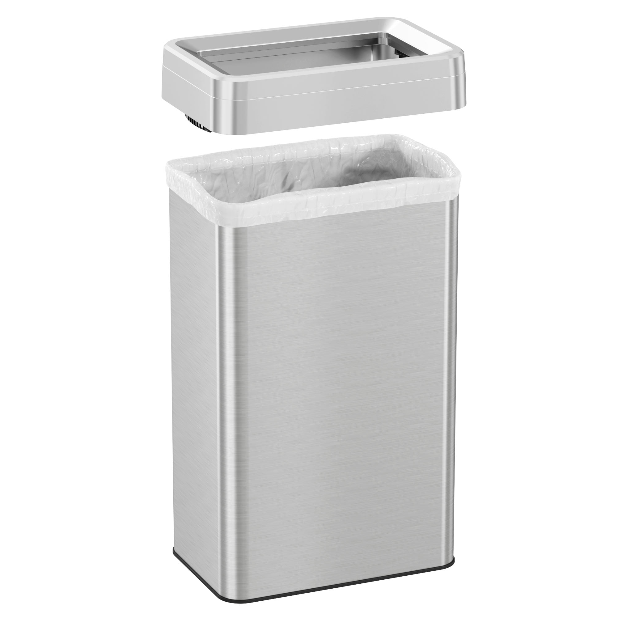 iTouchless - 18-Gal. Rectangular Trash Can - Silver