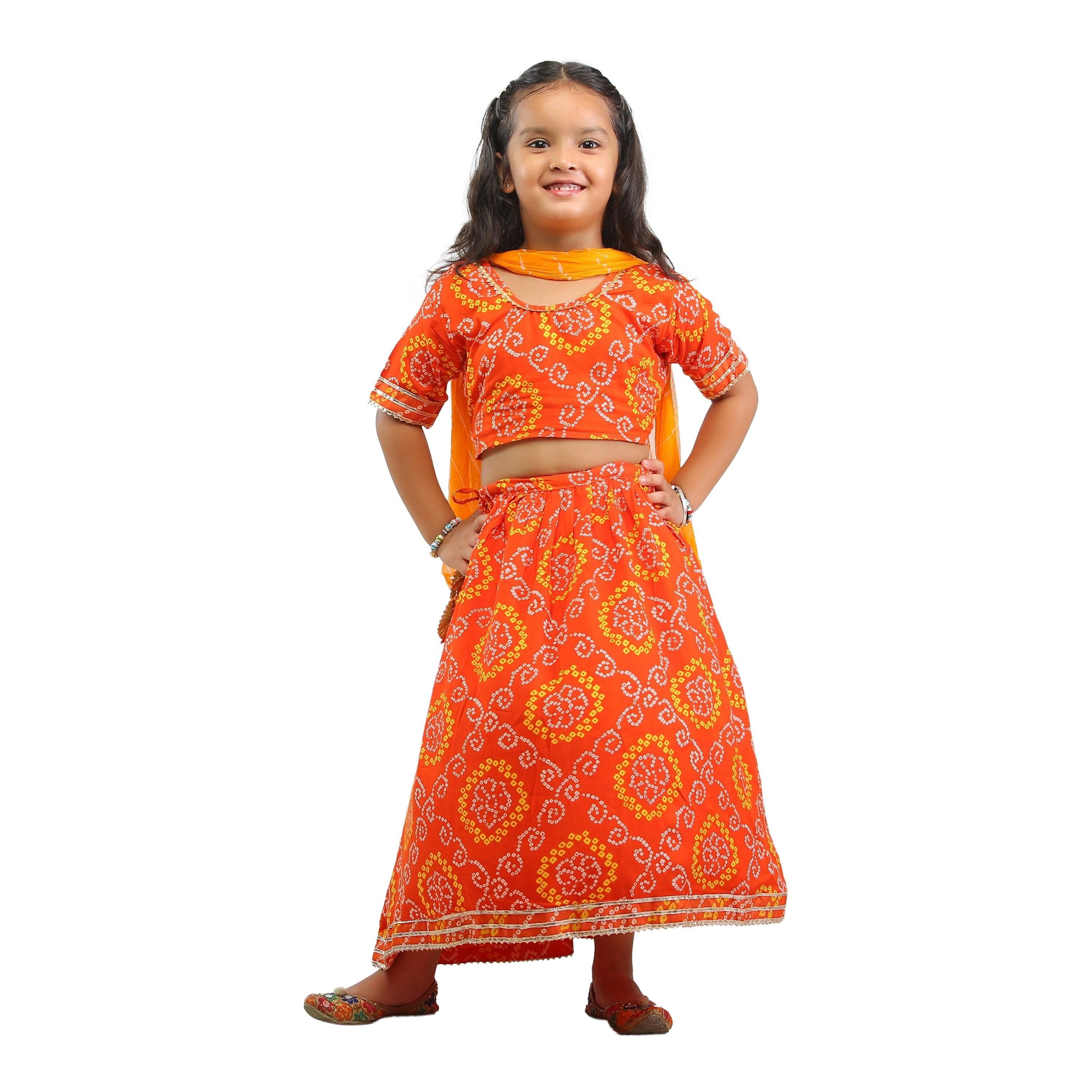 Buy Girls Green & Pink Embroidered Foil Print Ready to Wear Lehenga Choli  for Kids - Bhama Online at Best Price | Distacart