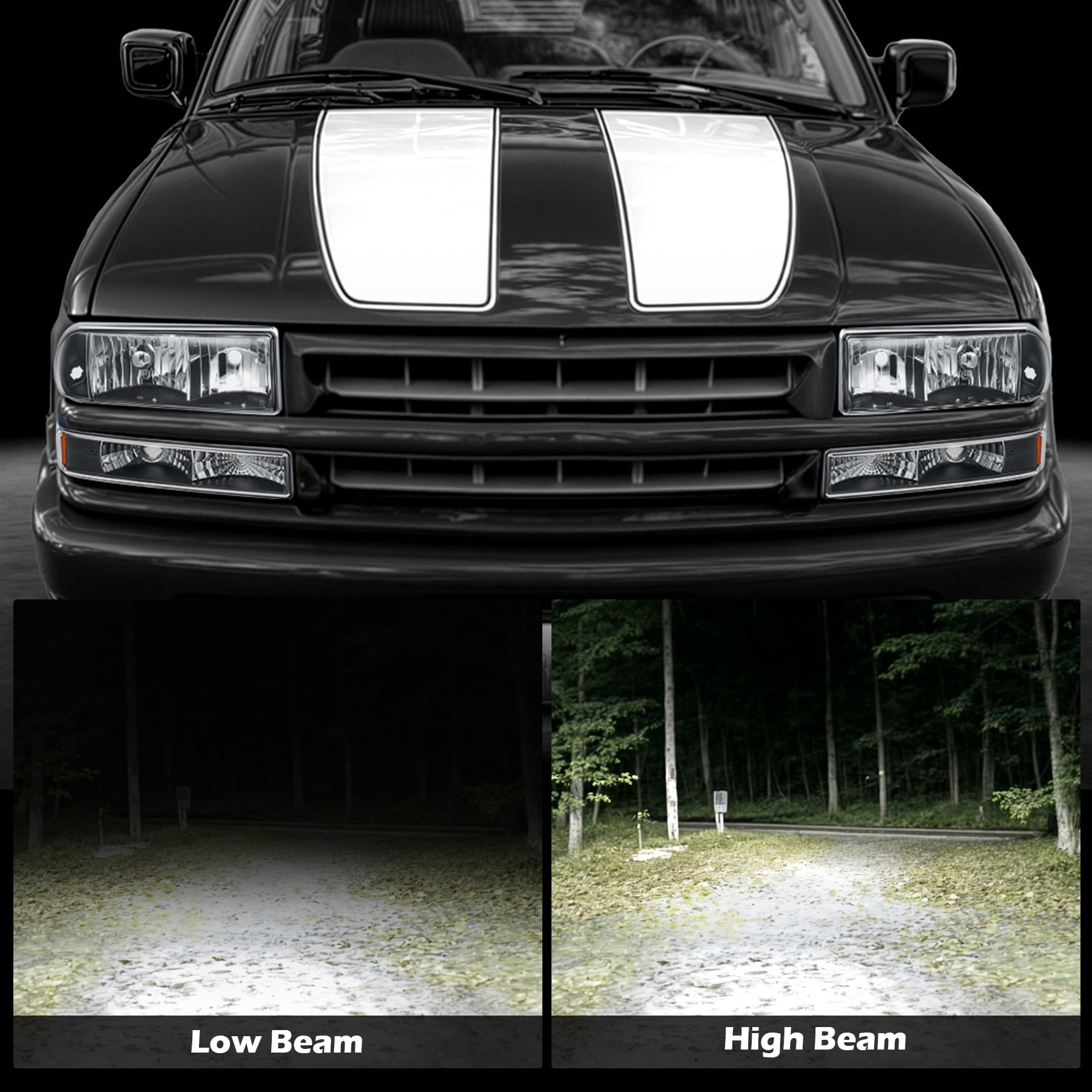 Headlights Bumper Lamps for 1998-2004 Chevy S10 Blazer L & R Replacement Black