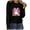 Black, variant on Sexlip Womens Long Sleeve Tops Casual Ribbon Graphic Shirts Blouses Loose Fit Cute Tunic Top Fall Fashion Clothes Green L