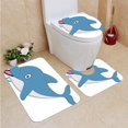 thumbnail image 1 of ABPHQTO Cute dibujos animados de delfines Juego de alfombras de baño de 3 piezas Alfombra de baño Alfombra de contorno y tapa de inodoro ABPHQTO Cont-CHAPPLE-29737, 1 of 2