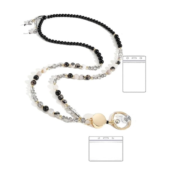 ROZYARD Retractable Lanyards Natural Stone Beaded Lanyard for Women Teacher