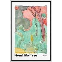 PixonSign Framed Canvas Print Wall Art Henri Matisse Moroccan Garden Watercolor Pastel Classic Vintage Illustrations Fine Art Decorative Multicolor for Living Room, Bedroom, Office - 16"x24" WHITE