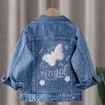 thumbnail image 2 of FINALGANG Girls Kids Denim Jacket Casual Loose Fit Jean Coat With Back Butterfly Embroidery Long Sleeve Collared Jacket For Daily Wear Versatile Outerwear, 2 of 4