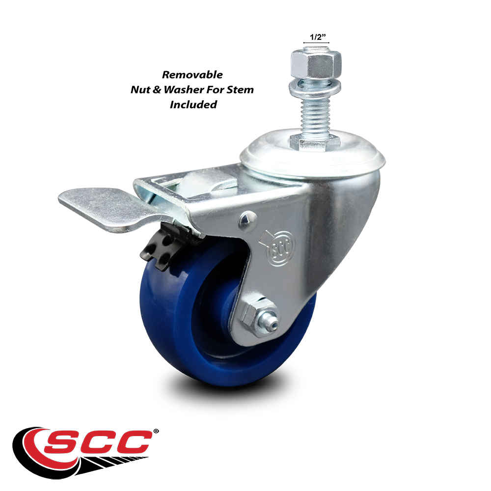 3.5 Inch Solid Polyurethane Swivel ½ Inch Stem Caster with Total Lock Brake SCC