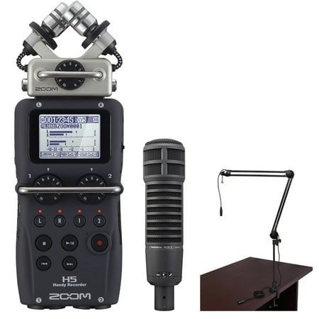 Zoom H5 Recorder Podcast Kit Accessory Included + RE20 Mic (Black) + Broadcast Arm