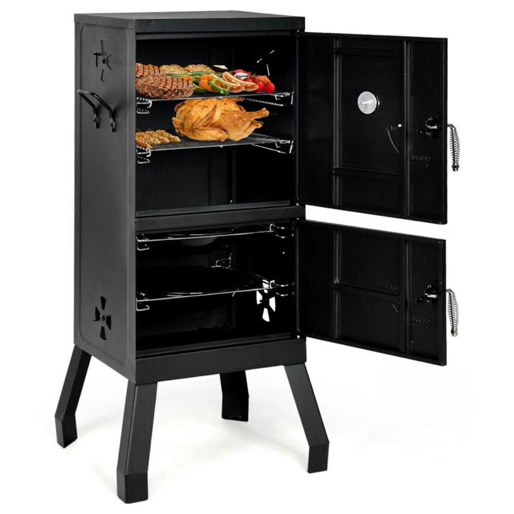 Spaco Vertical 2-Tier Outdoor Barbeque Grill with Temperature Gauge, Camp Stove for Outdoor Cooking