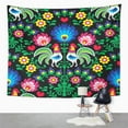 thumbnail image 2 of UFAEZU Colorful Polish Folk Pattern Roosters Wzory Lowickie Wycinanka Green Wall Art Hanging Tapestry Home Decor for Living Room Bedroom Dorm 60x80 inch, 2 of 2