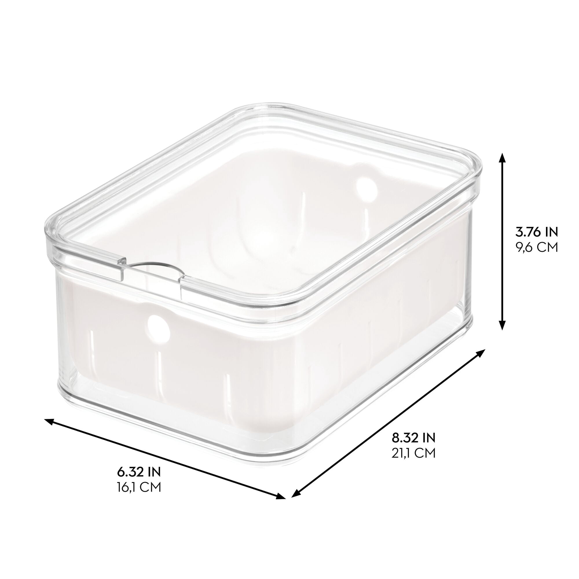 iDesign Crisp Berry Plastic Refrigerator and Pantry Bin, Modular Stacking Food Storage Box with Removable Inner Basket Perfect