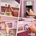 thumbnail image 6 of lalalark Pink Play Kitchen Set for Girls Wooden Toy with Light, Sound, Fridge, Ice Maker, Pretend Play Furniture with Storage, Gift for Kids Christmas, 6 of 12