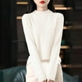 thumbnail image 2 of Gyexs Turtleneck Tops for Women Neck Long Sleeve Fuzzy Knit Tops Warm Soft Wool Seamless Pullover Christmas Sweater, White, Size XXL, 2 of 3