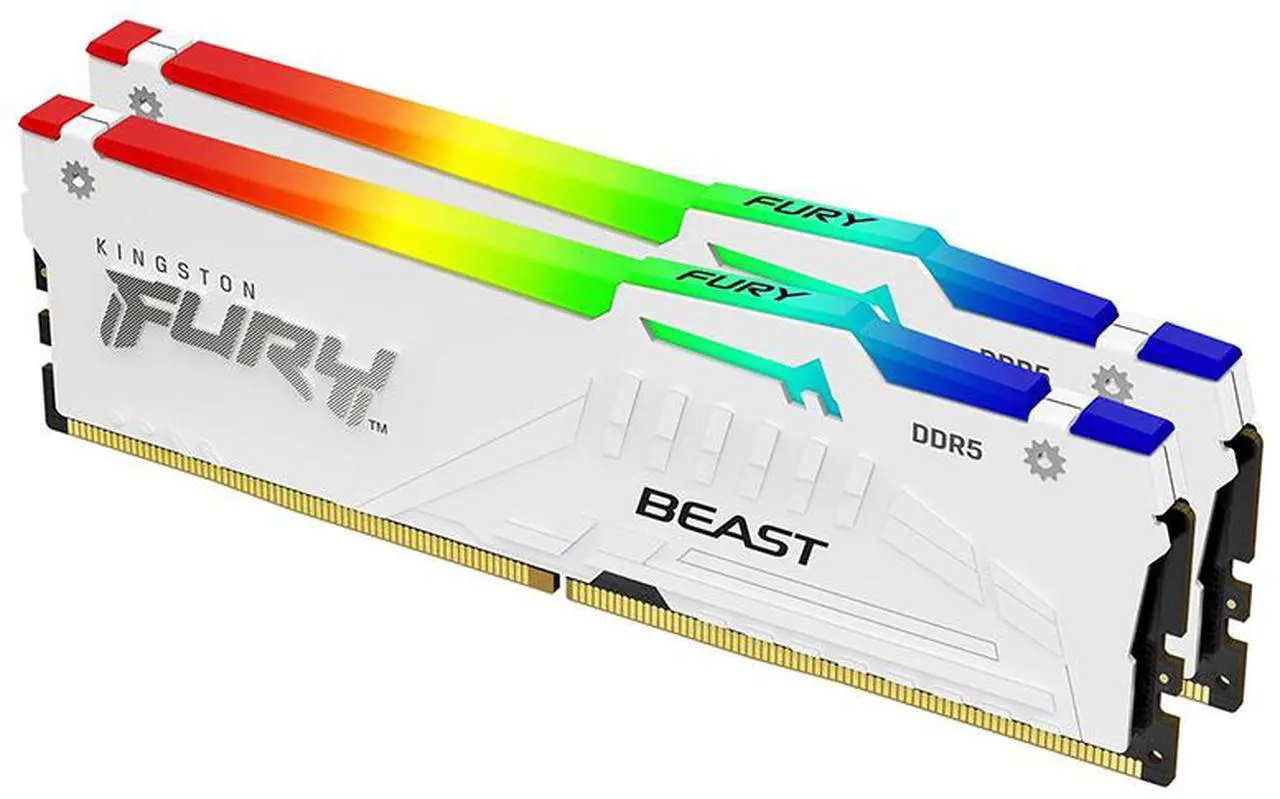 Kingston DDR5 PC5 6000 64GB 2× 32GB Kingston 64GB (2x32GB) DDR5 6000MT/s CL30 Fury Beast White Expo at