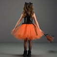 thumbnail image 3 of Vestido de tutú de bruja de malla de araña para niñas con escoba de horquilla, disfraz de bruja para carnaval de Halloween para niños, vestidos elegantes para fiestas infantiles, 3 of 3