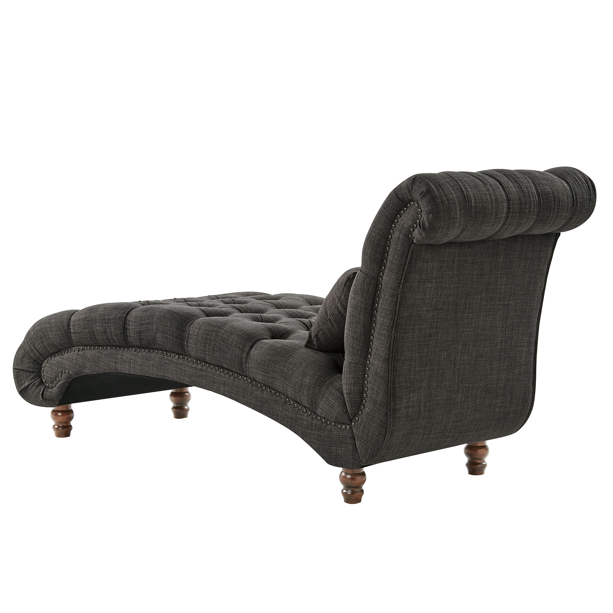 Weston Home Bowman Long Tufted Lounge Chair With Matching Pillow, Dark Gray Linen - image 4 of 6