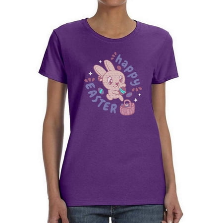 Adorable Bunny Happy Easter T-Shirt Women -Smartprints Designs Female Medium