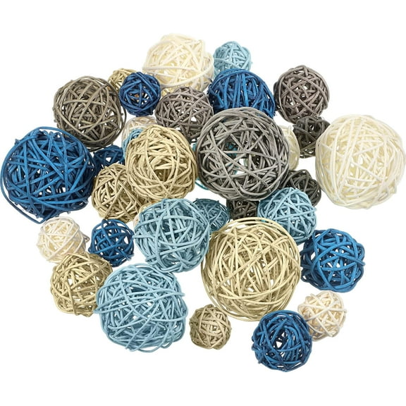36 Pcs Wicker Rattan Balls Decorative Balls for Vase Centerpiece Bowls Orbs Filler for Home Decor,4 Sizes