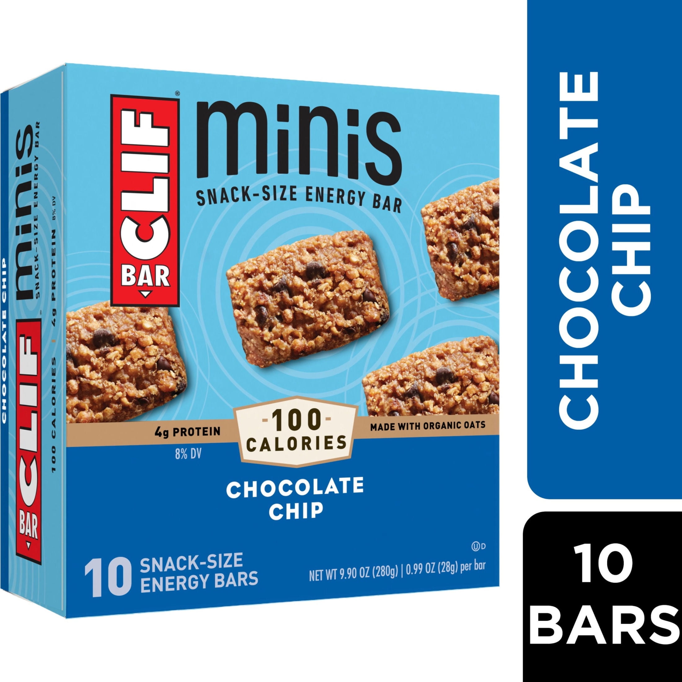 CLIF BAR Minis Chocolate Chip Flavor Snack-Size Energy Bars, 10ct