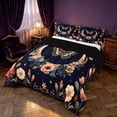 thumbnail image 3 of Homewish Hippie Butterfly Queen Comforter Set, Flower Moon Stars Comforter Sets Queen, Black Reversible 3 Piece, 1 Comforter and 2 Pillowcases, 3 of 6