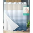 thumbnail image 2 of No Hook Shower Curtains with Snap in Liner, Blue Ombre Waterproof Fabric Shower Curtain, Watercolor Abstract Minimalist Art Double Layers & See-Through Top Window Bathroom Curtains 66''x72'', 2 of 6