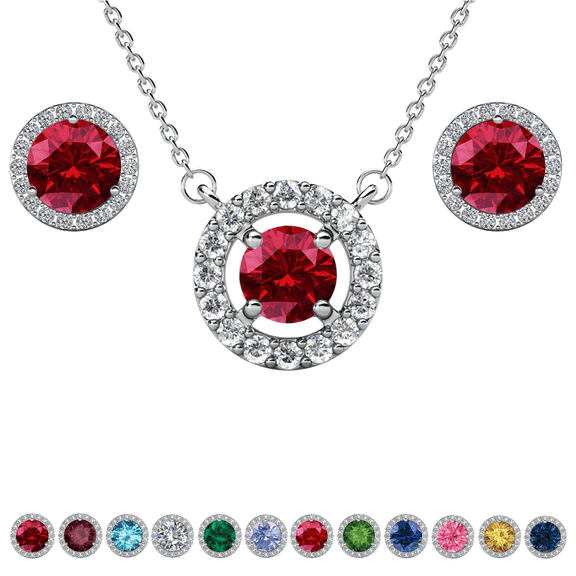 Cate & Chloe Royal January Birthstone 18k White Gold Plated Women Jewelry Set, Swarovski Crystals
