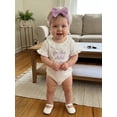 thumbnail image 5 of Cenuakty Baby Toddler Newborn Girl Summer Romper Letter Embroidery Ruffled Short Sleeve Jumpsuit with Cute Bow Headband Set, 5 of 9