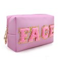 thumbnail image 1 of Bolsa de maquillaje con letras grandes de Preppy Patch, de piel sintética con letras de fieltro, resistente al agua y portátil, 1 of 5