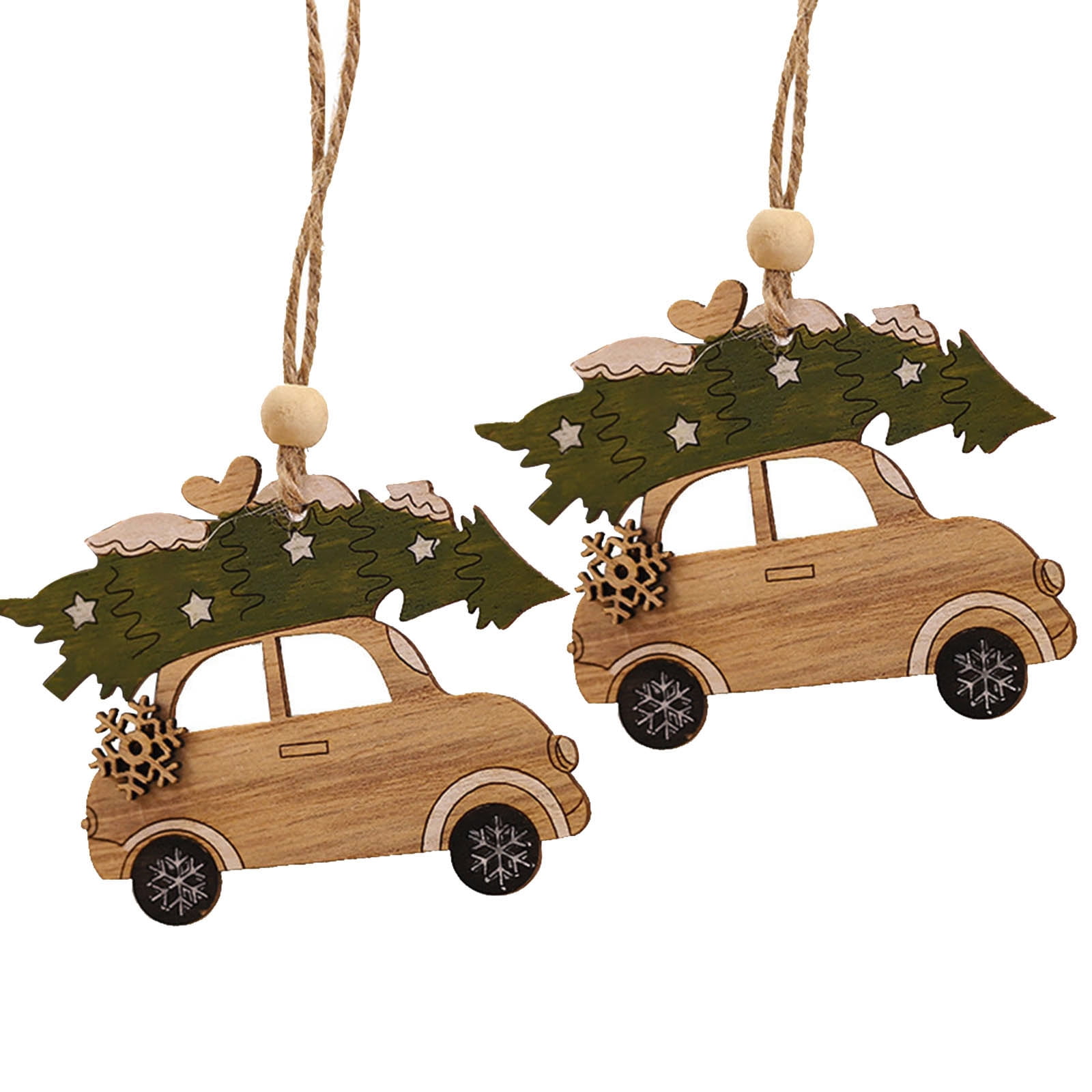 12PCS Wooden Hanging Christmas Tree Cabin Elk Car Ornament Xmas Party Home Decor 