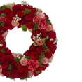 thumbnail image 3 of Northlight 12.5" Red/White Flowers and  Berries Artificial Valentine's Day Floral Wreath, 3 of 4
