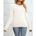 thumbnail image 3 of SOMER Women's Sweater Long Sleeve Pullover Crewneck Sweater Soft Lightweight Knit Tops 2025 White, 3 of 6