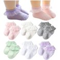 thumbnail image 1 of Qandsweet Calcetines Tobilleros Con Ojales Y Flores Para Bebés Recién Nacidos Y Niños Pequeños (0-12 Meses A-6 Colores), 1 of 5