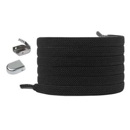

1 Pair Elastic Shoelaces Press Buckle Rubber Band Lazy Shoestring Sports Shoe Lace Black