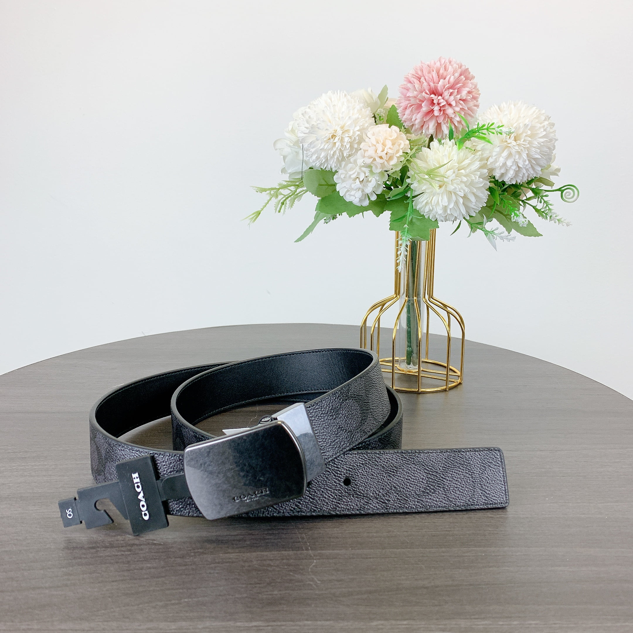 coach grace plaque buckle belt