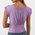 thumbnail image 4 of Camisetas para las Mujeres de Ajuste Suelto Casual Sólido V-Cuello Blusa, Moda Manga Corta Cuello Redondo Top para el Hogar Y el Uso Diario, Tela Suave, 4 of 6