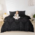 thumbnail image 2 of jejeloiu Dark Skull Duvet Cover Queen,Baroque Damask Queen Bedding For Adults,Gray Black,Black Reversible,3 Pieces,1 Duvet Cover and 2 Pillowcases, 2 of 6