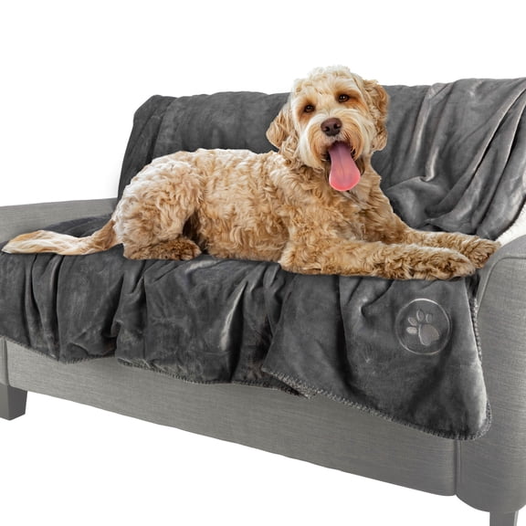 PETMAKER Dog Blanket - 80x100in Sherpa Blanket for Bed, Couch or Car (Gray)