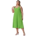thumbnail image 3 of DARING DIVA Women's Plus Size Summer V Neck Sleeveless Beach Dress 3X Grass Green, 3 of 6