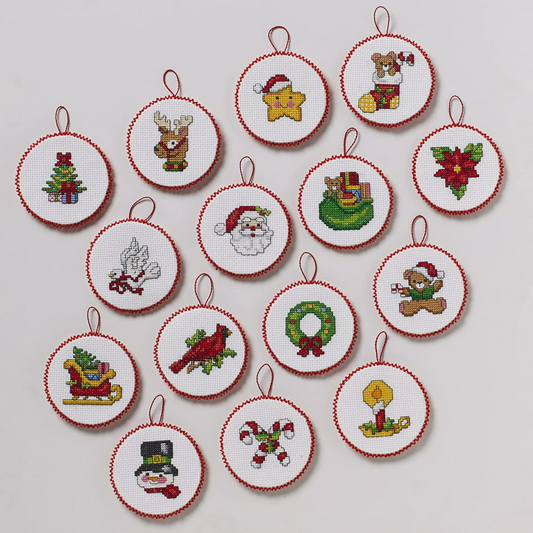 Christmas Tree Cross Stitch Ornament Kit Beginners Mini Counted