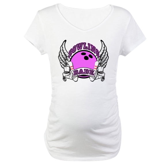 CafePress - Bowling Babe Maternity T Shirt - Cotton Maternity T-shirt, Cute & Funny Pregnancy Tee