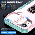 thumbnail image 2 of Phone Case for iPhone 14 Case with Sliding Camera Cover, with 360° + 100° Free Rotation Metal Finger Ring Bracket, Fit Magnet Car Mount, 2 In 1 Case Cover for iPhone 14, Rosegold, 2 of 8